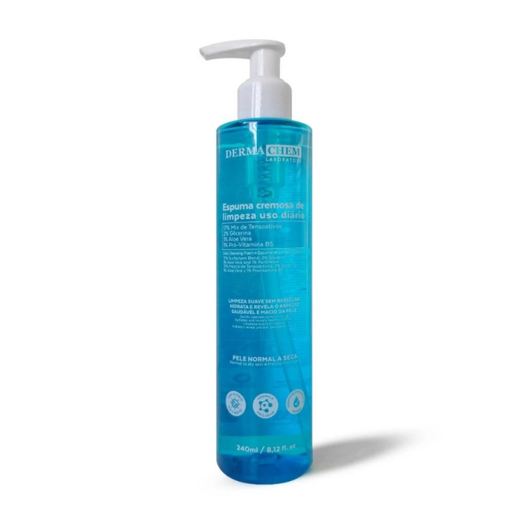 Espuma Cremosa de Limpeza Facial 240ml Hidratação e Maciez da Pele Com Aloe Vera Dermachem