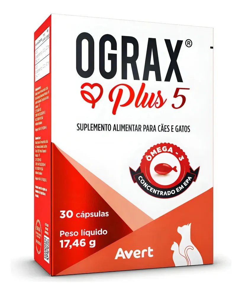 Suplemento Ômega 3 Avert Ograx Plus 5 Para Cães E Gatos