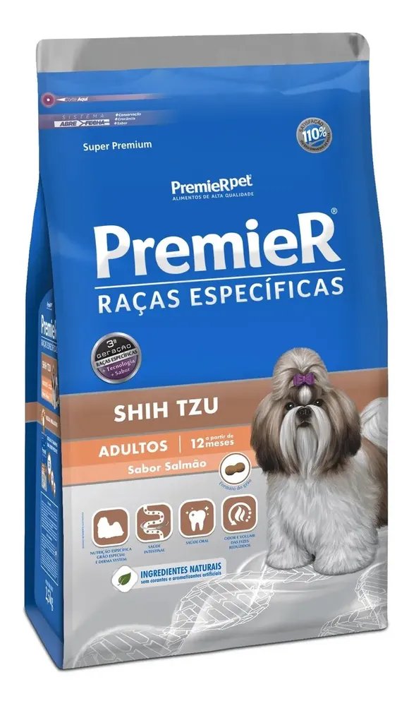 Alimento Premier Super Premium Raças Específicas Shih Tzu para cão adulto de raza pequena sabor salmão de 7.5 kg