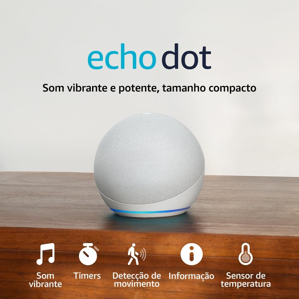 Echo Dot (Geração mais recente) | Smart speaker com Alexa, som vibrante e potente, Wi-Fi e Bluetooth | Cor Branca, com Acesso Antecipado à Alexa+