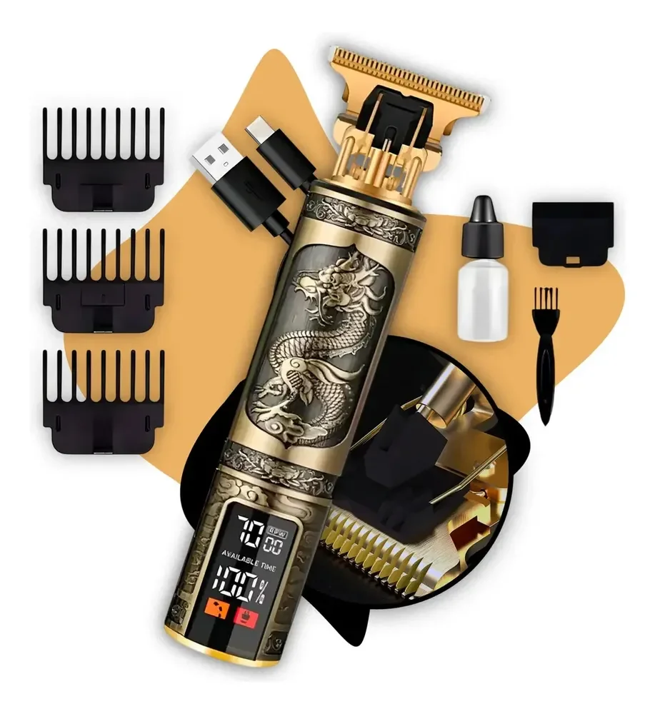 Maquina Barbear Maquininha Dragao Cortar Cabelo Barba Elétrica Aparador Depilador Intimo Pelos Masculino - Crowley