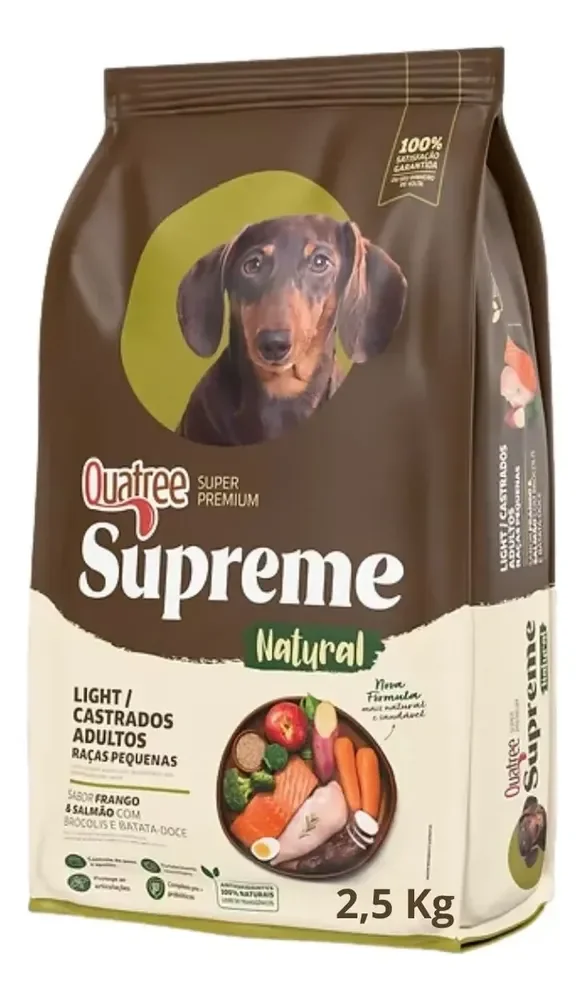 Ração Quatree Supreme Natural Cães Adultos Raças Pequenas Light Castrado 2,5kg