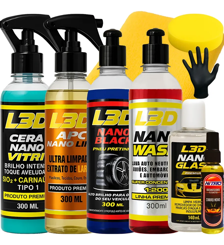 Kit Cera Automotiva Chuva Acida Shampoo Pretinho Cheirinho