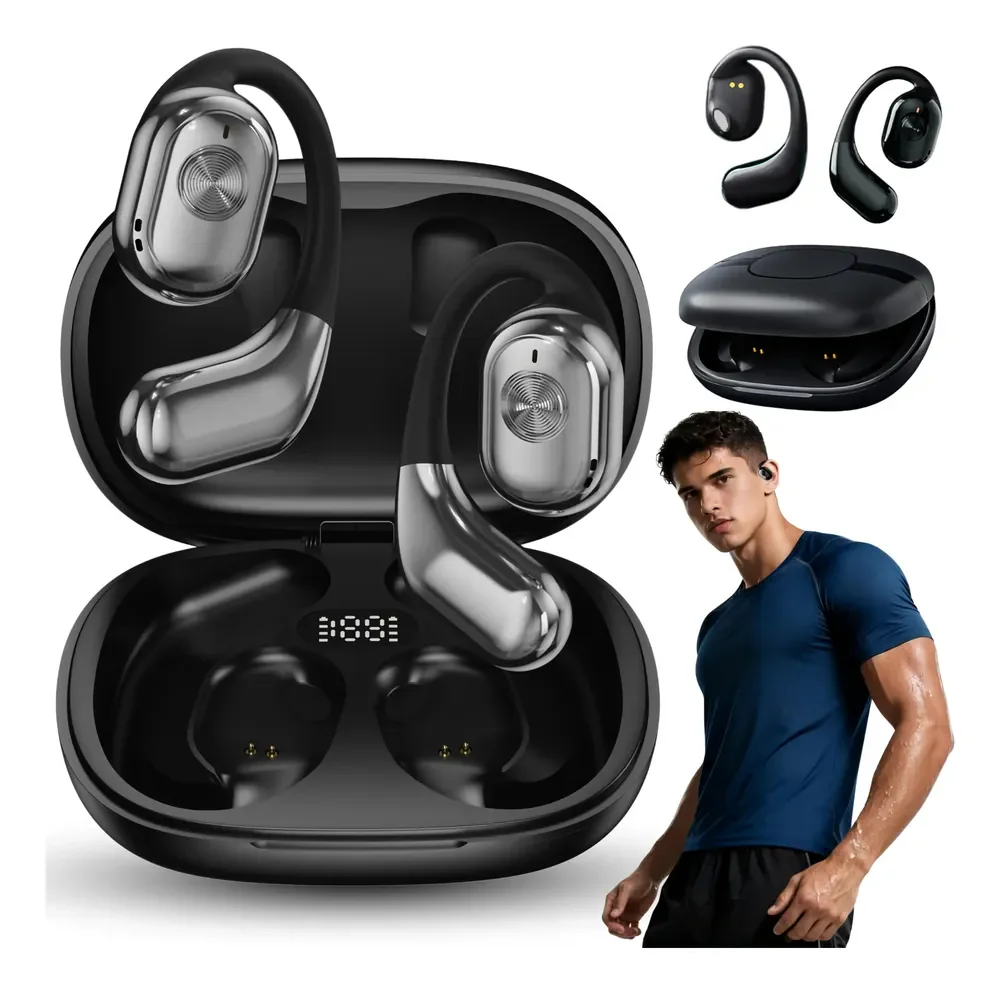 Fone De Ouvido Bluetooth Sem Fio Open-ear Condução Óssea Preto