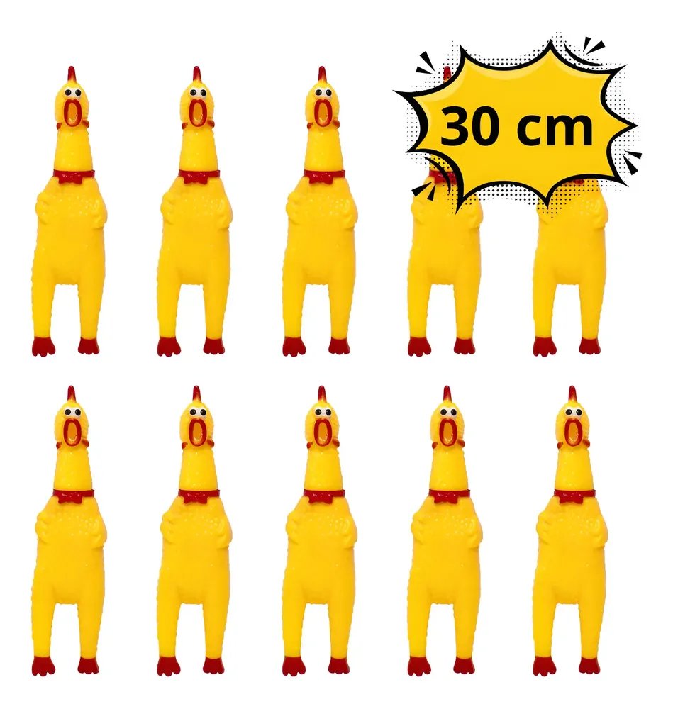 10 Brinquedos Pet Mordedor Frango Galinha De Borracha - 30cm