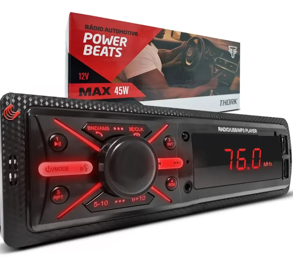 Toca Mp3 Player Radio Aparelho Som Universal Pra Carro Thork Caixa Bob Esponja Trio Paredao