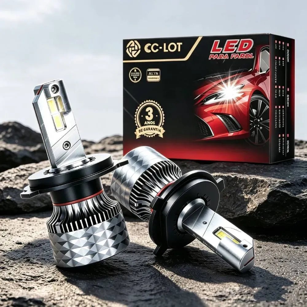 Kit Lâmpadas Led H4 H7 H1 H11 Farol Carro Canbus 40000lm H4 Prateado Branco-frio