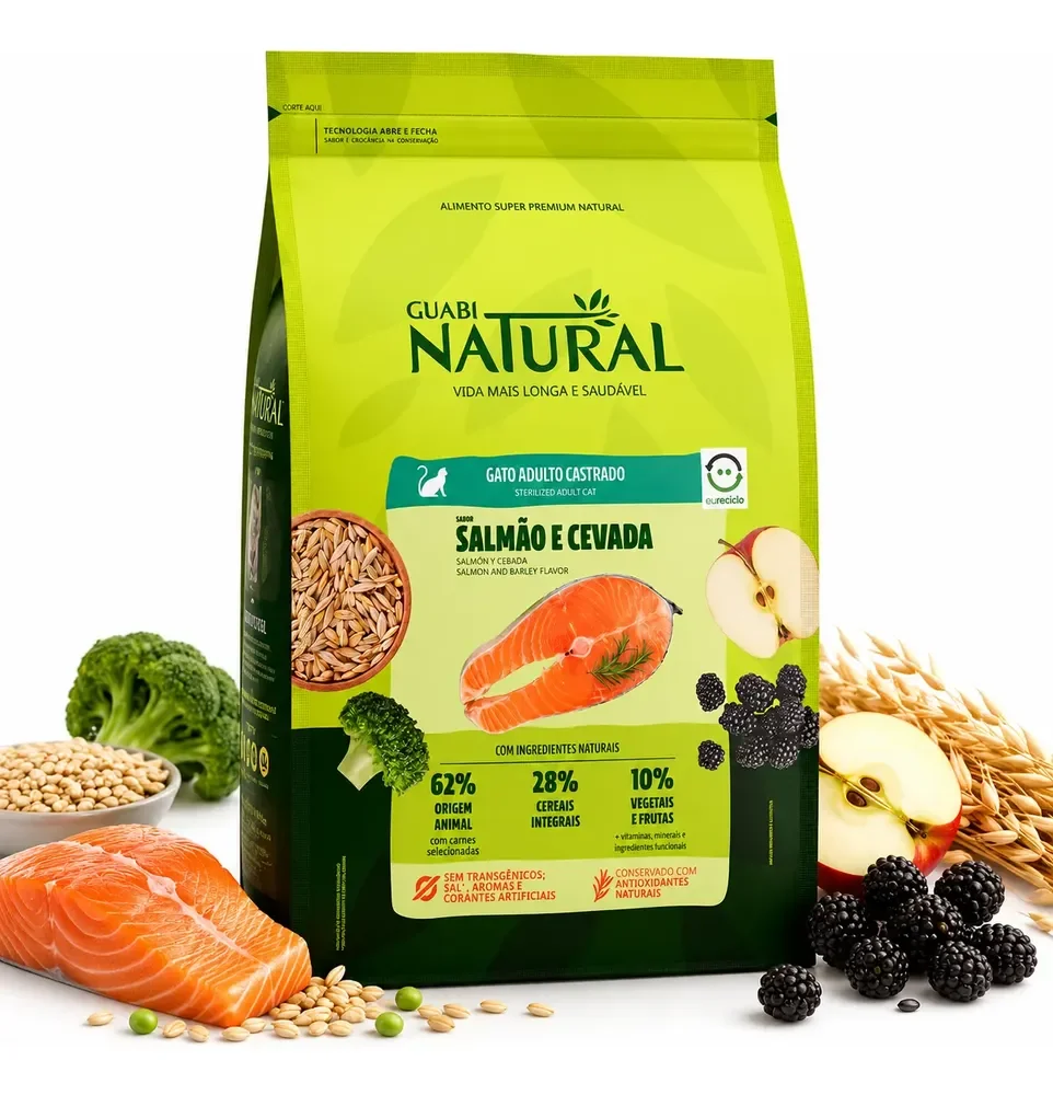 Ração Guabi Natural Gato Castrado Salmão E Cevada 7,5kg
