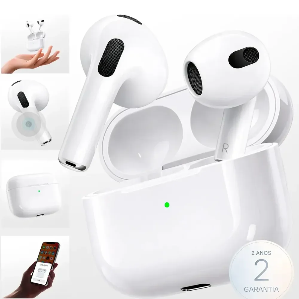 Fone Ouvido Bluetooth 5.4 Sem Fio Estojo De Carregamento Anti Ruido A Prova Dagua Compatível Com Ios Samsung Galaxy Android Tws Wireless Air Premium Microfone Touch Marca Pro Phone See Branco