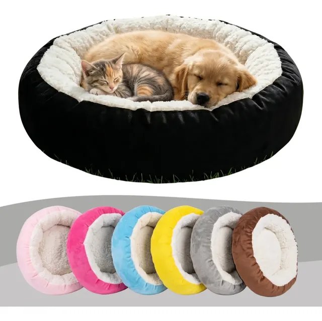 Caminha Pet Redonda Sherpa Peludinha Cães E Gatos Cama Luxo