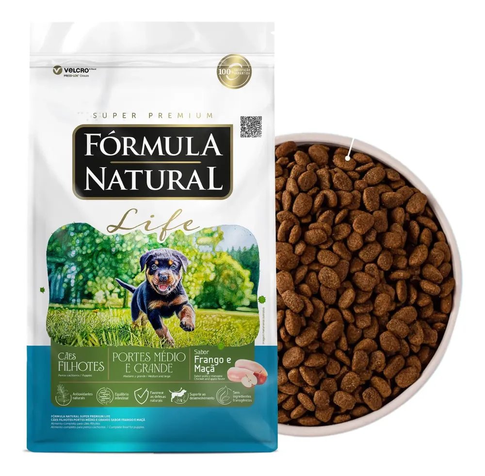 Ração Fórmula Natural Life Cães Filhotes Grande Médio 15kg