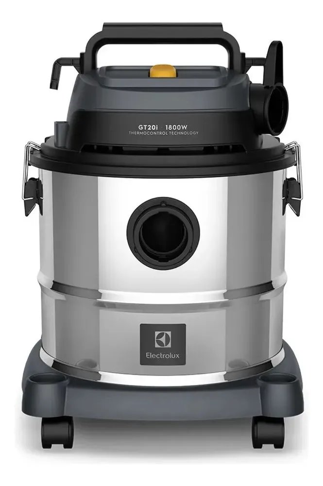 Aspirador Pó e Água Electrolux função Sopro Compacto Líquidos Químicos Inox 1800W 20L total 15L útil protetor térmico GT20i