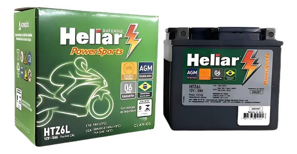 Bateria Heliar Htz6l 12v 5ah Moto Honda Fan Bros Xre 125/150
