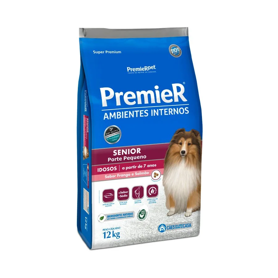 Ração Premier Ambientes Internos Para Cães Sênior Raças Pequenas 12 kg