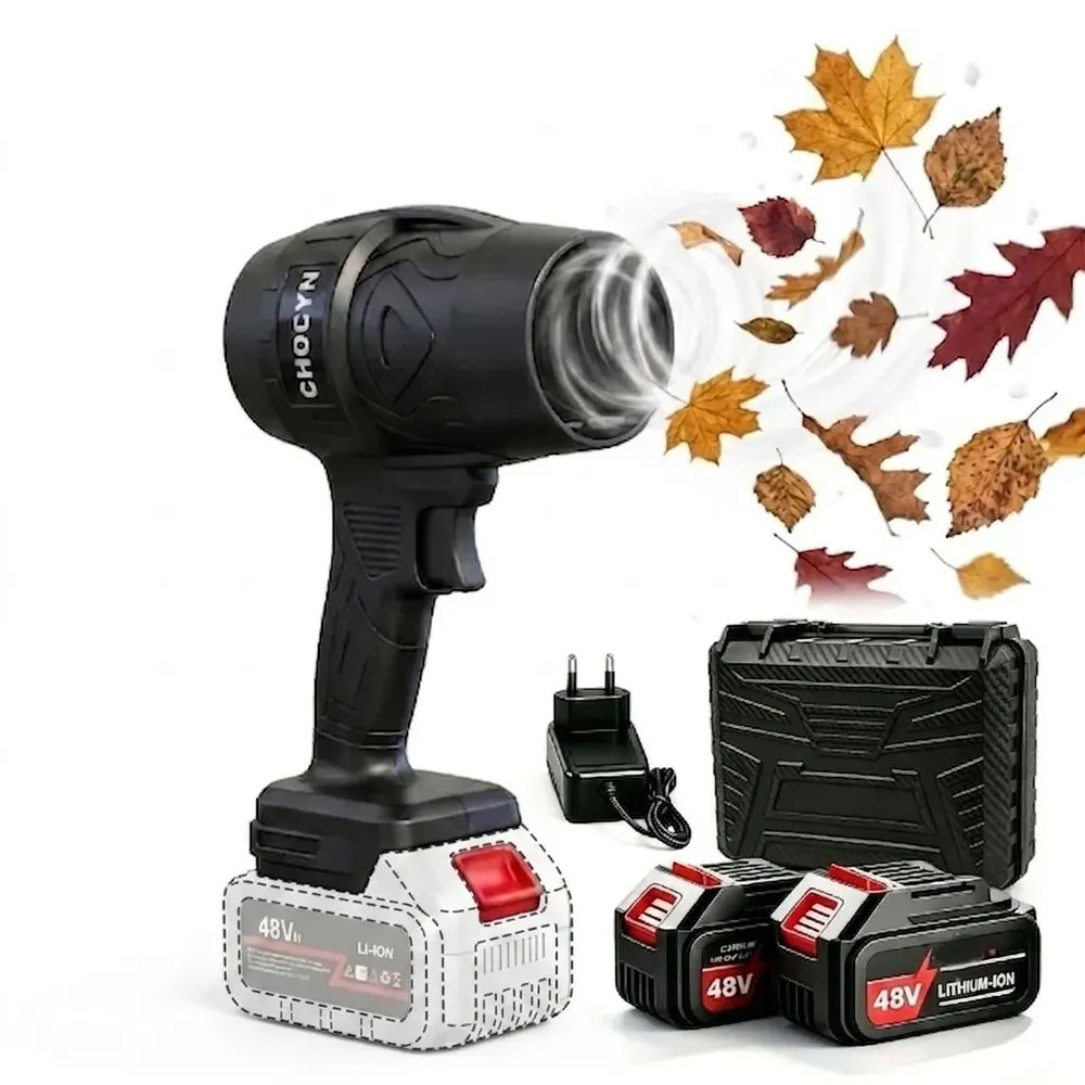 Soprador de ar turbo portatil a bateria 48v potente para limpeza de carro com 2 baterias e maleta secagem e tirar poeira