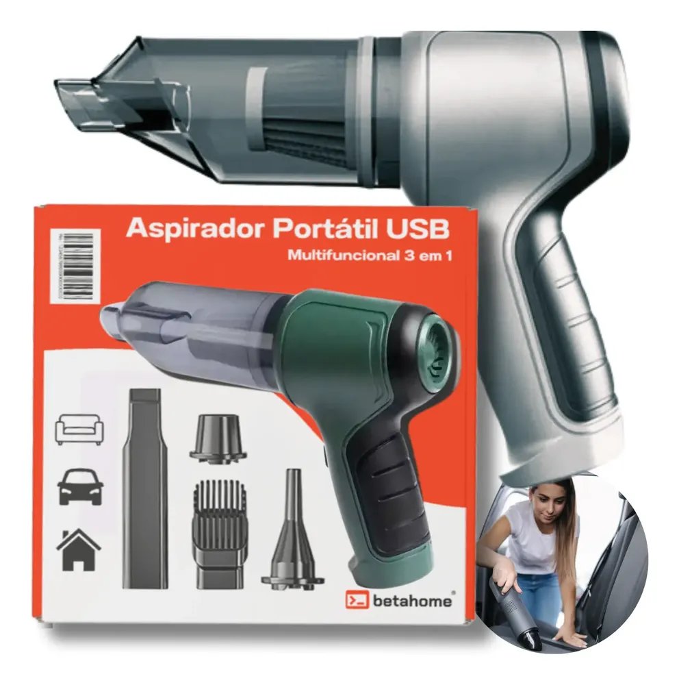Mini Aspirador Portátil Recarregável Casa Automotivo Cinza Cinza 127/220v