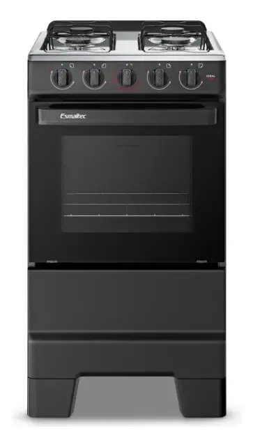 Fogão a Gás Mesa Inox e Forno 50L Limpa Fácil Esmaltec IDEAL POP F4ISP Cor Preto 4 bocas