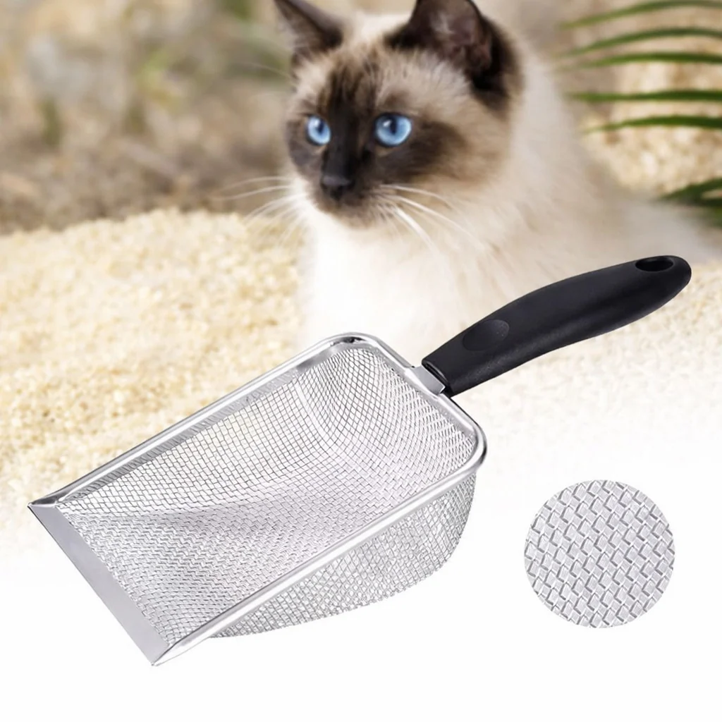 Pá Higiênica Areia de Gatos com Peneira Aço Inoxidável