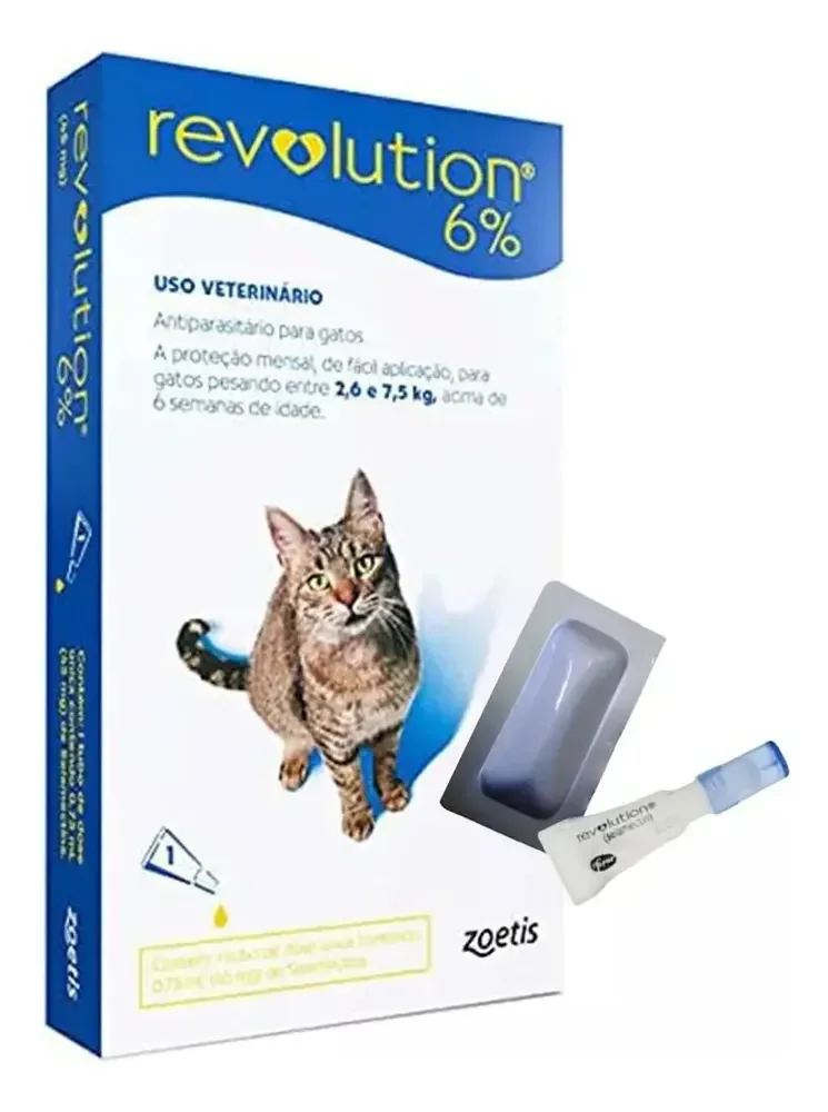 Antipulgas revolution gatos 2,5 A 7,5 Kg 45mg 1 pipeta cor azul Zoetis