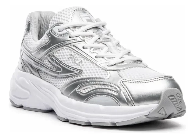 Tênis Fila Feminino Runner 2k Casual Confortável Tratorado Prata/branco Geométrico 33 Br