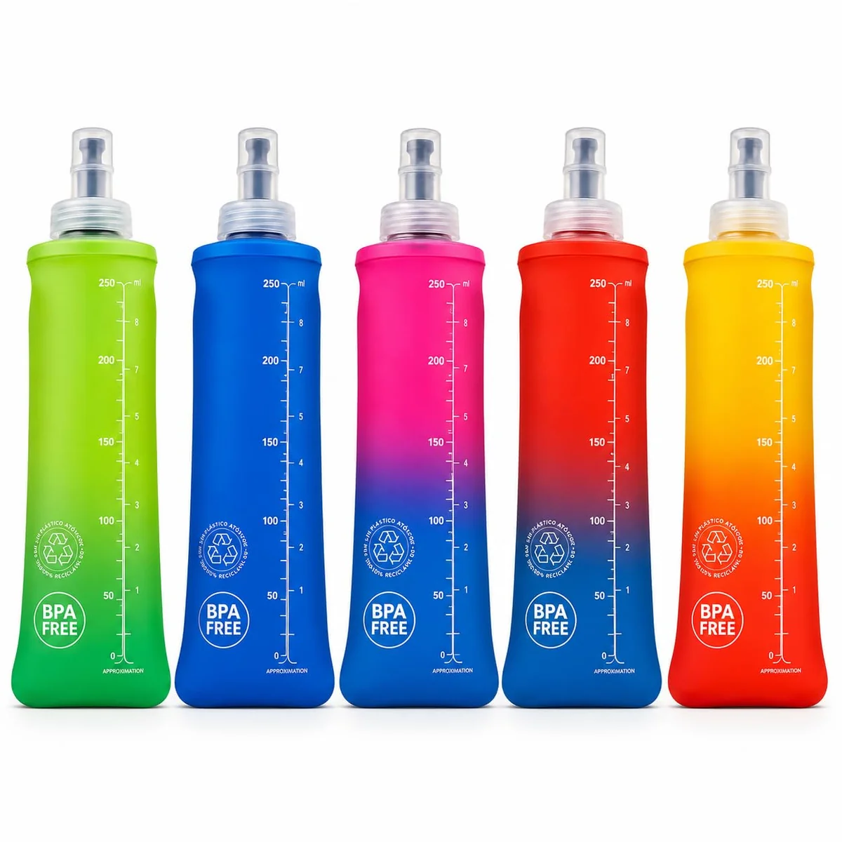 Garrafa Corrida Silicone Dobrável Premium 250ml para Corrida Ciclismo Hidratação Esportiva Bico Antivazamento Livre De BPA Garrafinha Flexível Para Esportes (Cores Sortidas)