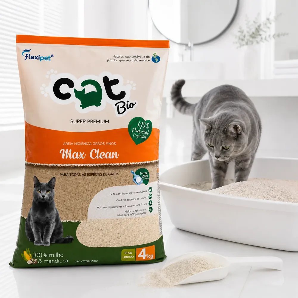 Areia Biodegradável Para Gatos Catbio 4kg Grãos Finos