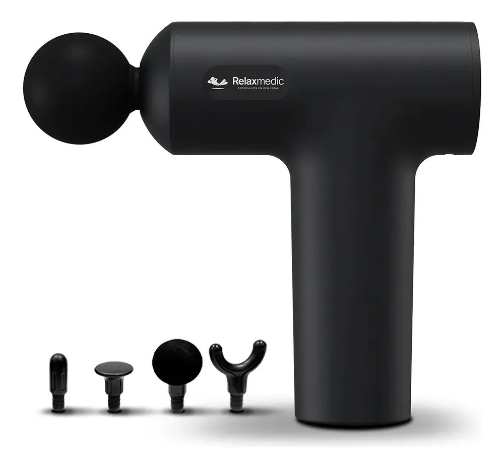 Pistola Massageadora Portátil 5 Velocidades Relaxmedic Preto