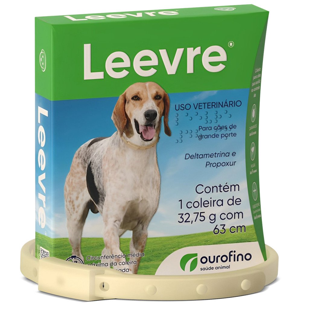 Coleira Anti Pulgas Leevre G - 63 Cm Ouro Fino