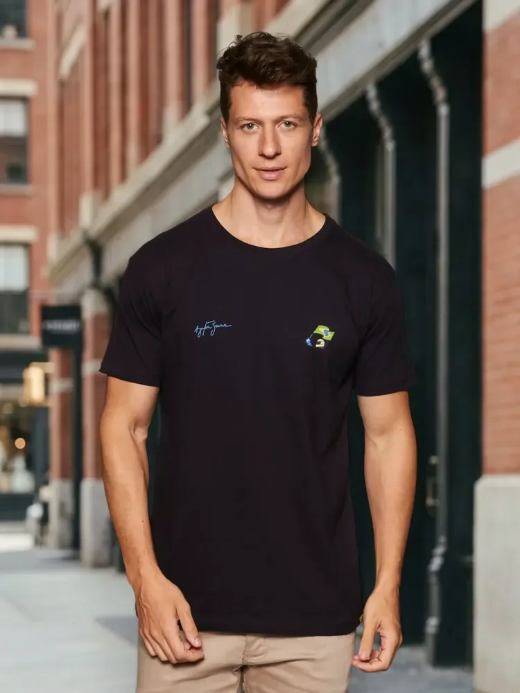 Camiseta Assinatura Carro Senna Reserva Preto Senna M Estampa Localizada