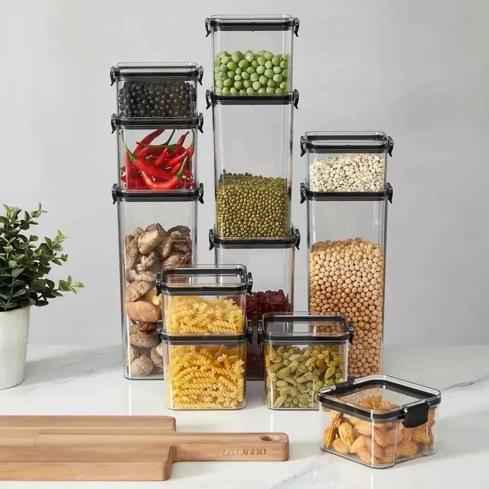 Kit 12 Potes Herméticos Quadrados Haushop Para Alimentos Transparente