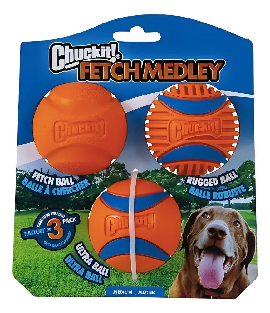Kit 3 Bolas Chuckit Ultra Tam M Para Lançador E Cães Laranja