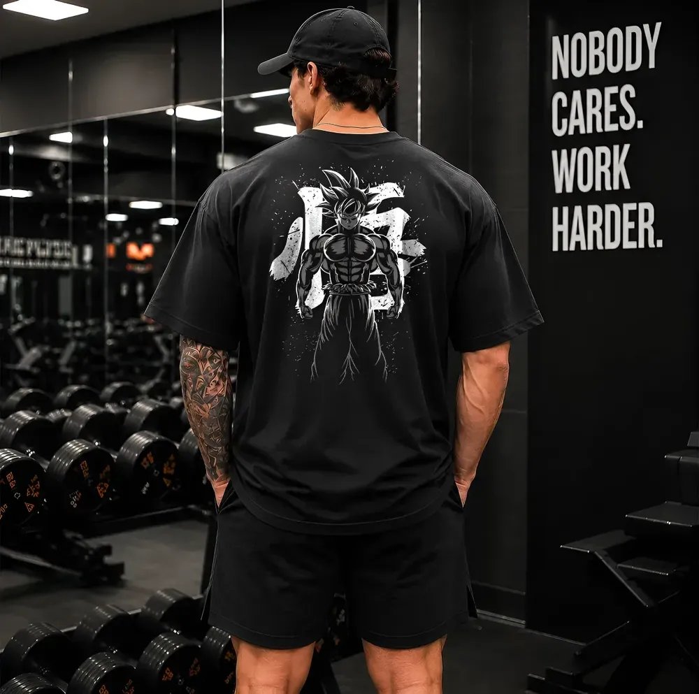 Camiseta Oversized Academia Treino Musculação Goku