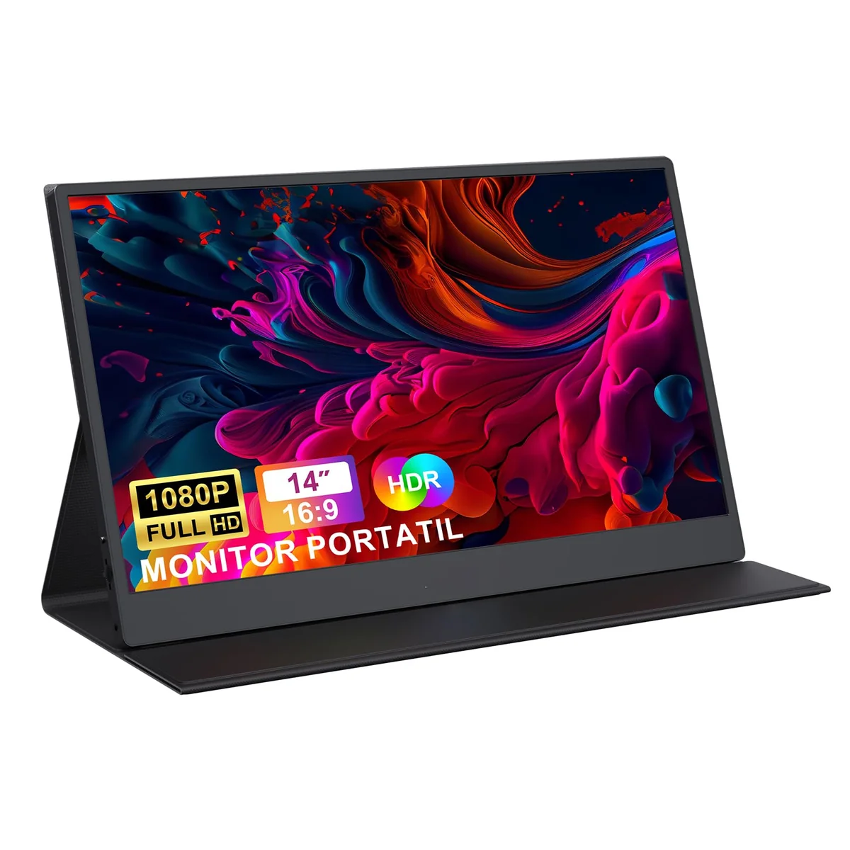 Bettdow Monitor Portatil 14'', FHD 1080P Monitor Portátil Conectado Com USB C Dupla/HDMI, IPS Extensor De Tela para Notebook com VESA e Funda Inteligente magnético, Plug and Play