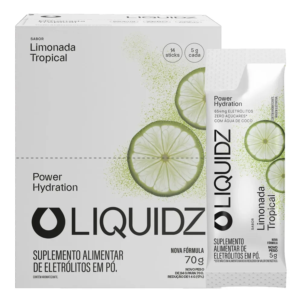 Liquidz® Eletrólitos Zero Açúcar Limonada Tropical 14 Sachês Limonada Tropical