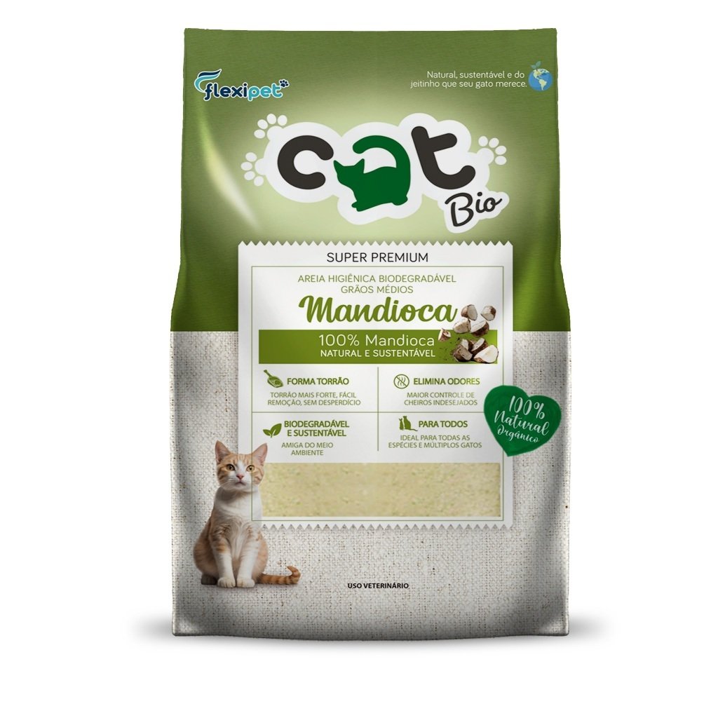 Kits Areia Higiênica Biodegradável para Gatos - Catbio Mandioca - Forma Torrão, Sem Odor, Super Premium