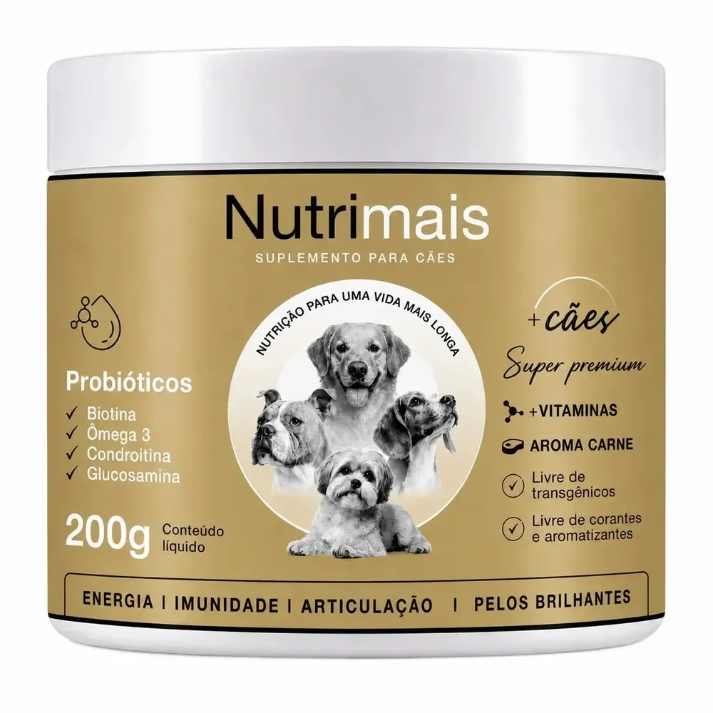 Suplemento Cães Articulação Queda de Pelos Equilíbrio intestinal Nutrimais Probióticos 200g