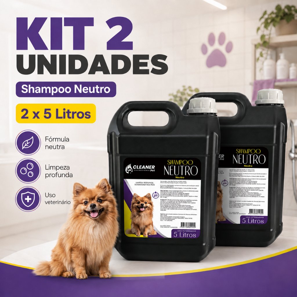 Kit 2 Shampoo Profissional para Cachorro Neutro 5 Litros Shampoo Pet 5 Litros Banho e Tosa Pet Shop Pronto Uso UP Clean