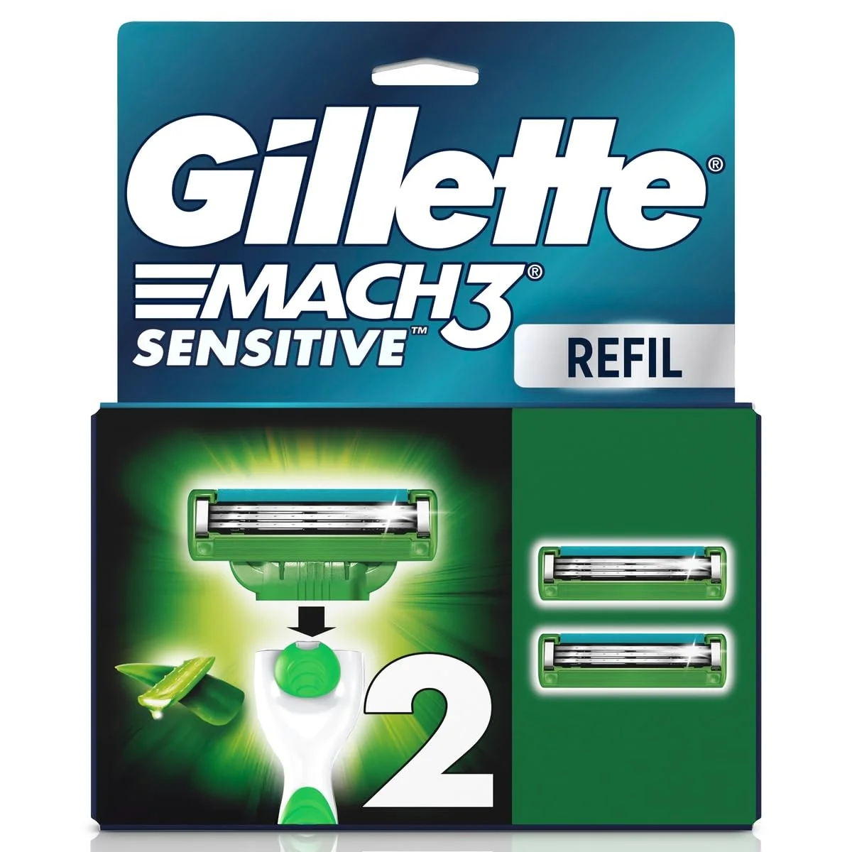 Gillette Mach3 Sensitive Carga Aparelho de Barbear com Aloe 2 Unidades