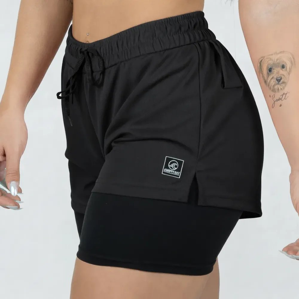 Shorts Duplo Fitness Academia Ginastica Feminino