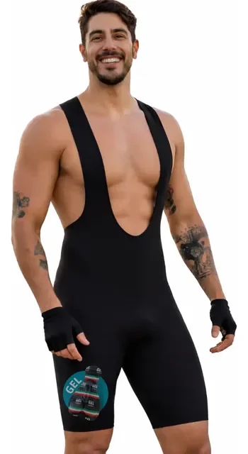 Bermuda Ciclismo Bretelle Pro Forro Com Gel Masculino
