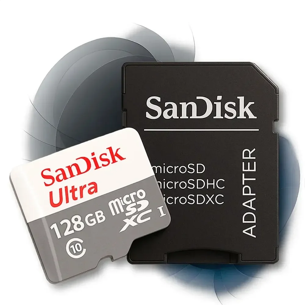 Cartão de Memória SanDisk 128GB Ultra SD Full HD + Adaptador SDSQUNS-128G-GN6TA