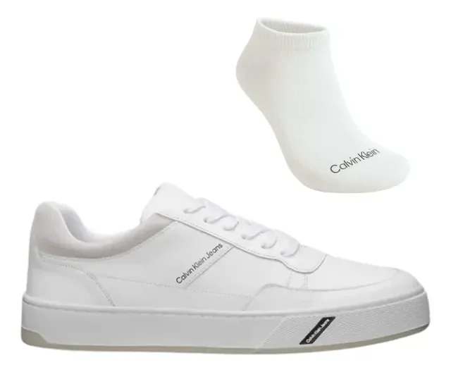 Kit Meia E Tênis Casual Masculino Calvin Klein Palito Basic