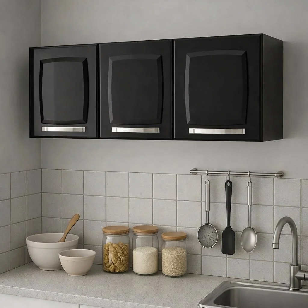 Armário Aereo De Cozinha Itatiaia Rose 3 Portas Cor Preto