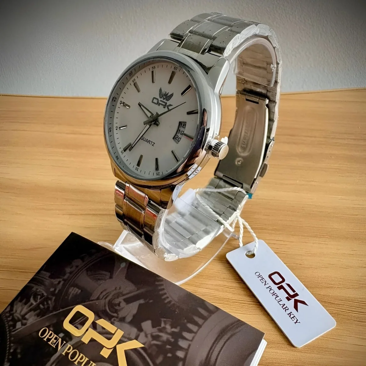 Opk Relógio Masculino Original Prata À Prova D'água 6010