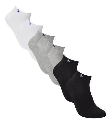 Kit 6 Pares De Meias Cano Curto Unissex Sport Lupo Branco / Cinza / Preto Liso 37-40