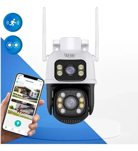 Câmera De Vigilância Ip Hw A28 Full Hd Com Dupla Lente E Visão Noturna Hw Branco/preto