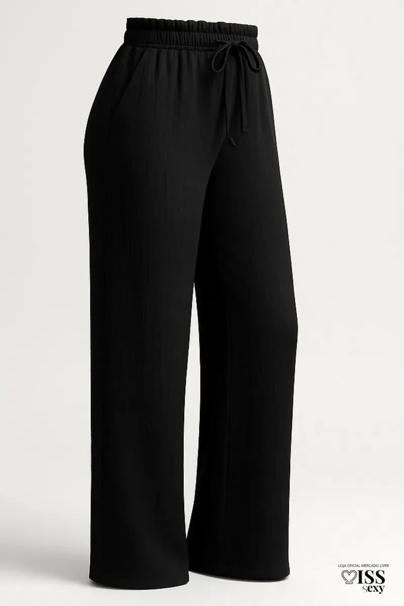 Calça Feminina Alfaiataria Wide Leg Social Pantalona Mercado Livre