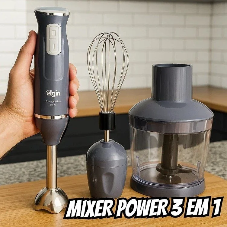 Mixer Power Inox 3 em 1 600W Elgin Lunar 220V - Mixer, triturador e batedor
