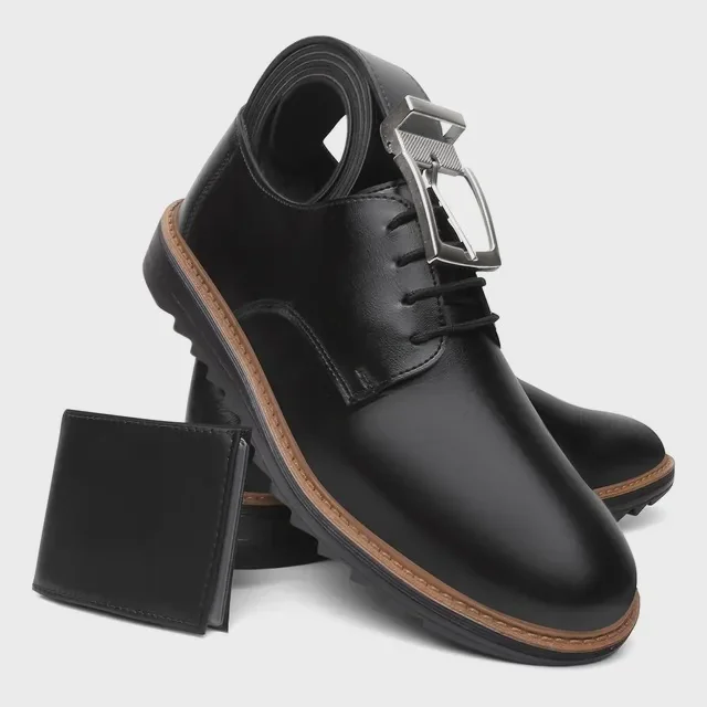 Kit Sapato Oxford Derby Preto Masculino + Cinto + Carteira Mercado Livre