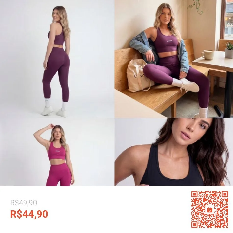 Conjunto Academia Feminino Top + Legging Zero Transparência Treino